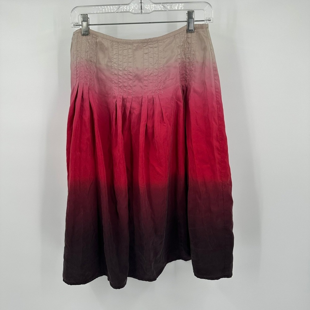 Womens Quiet Luxury Ombre Silk Midi Skirts Size 8 Feminine Romantic Elegant